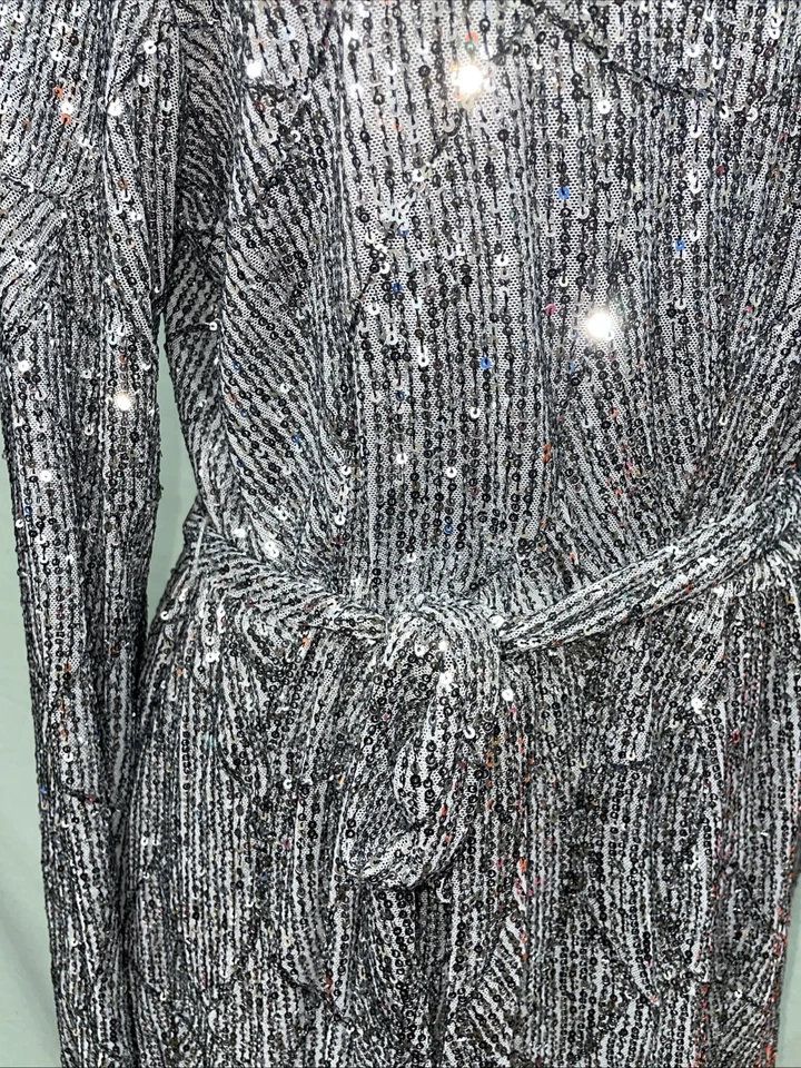 Vestido Brillante Para Mujer Elegante Secuencia Talla L Cóctel Vacaciones Nochevieja Foto 3 de 4