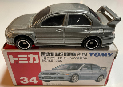 Tomica 1/60 Scale Mitsubishi Lancer Evolution VII GT-A7 Grey #34