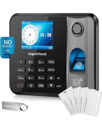 HapAttend H1 Time Clock - Fingerprint Time Clocks for Employees Small Business