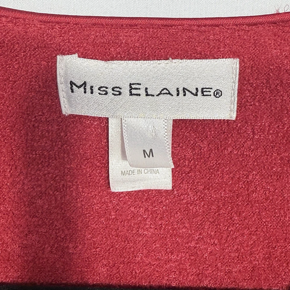 Miss Elaine Bata de Vellón de Largo Completo para Mujer M Rojo Bolsillos con Cremallera Manga Larga Acogedora Foto 4 de 4