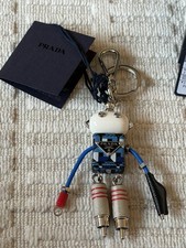 PRADA Robot Key Chain Black Gold Cream Red Me...