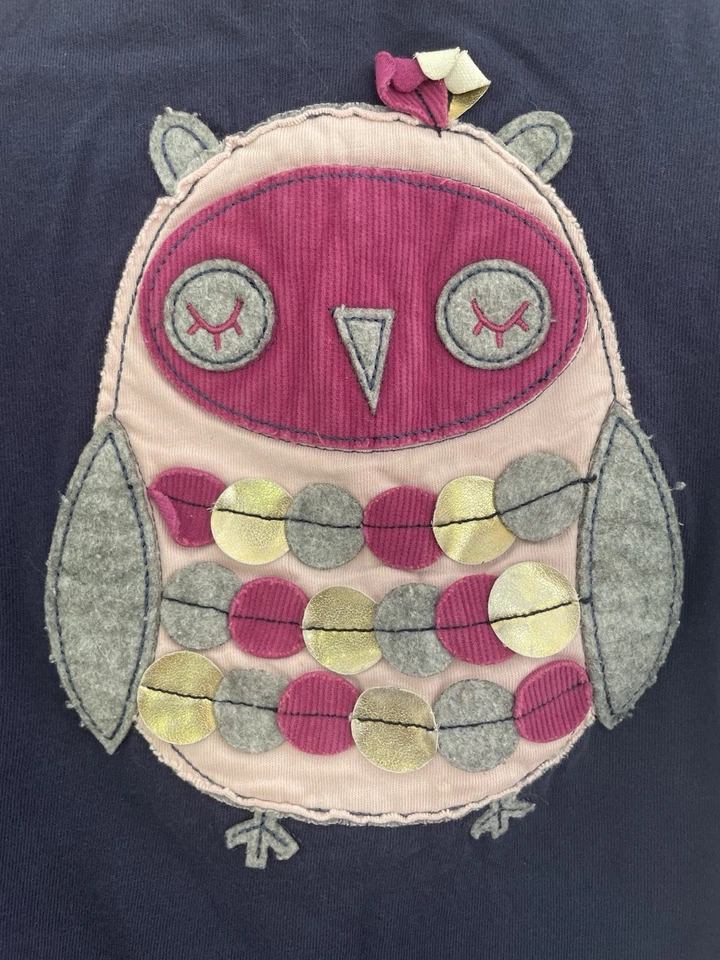 Jillian's Closet Kids Girls Cute Owl Applique Crewneck Long Sleeve Shirt Navy L - Image 3 of 4