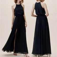 BHLDN Cayenne Midnight Navy Blue High Neck Maxi Dress Gown
