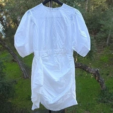 NEW $495 RHODE PIA SHIRRED MINI DRESS IN WHITE SIZE S
