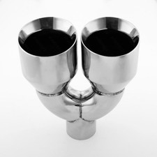 Dual 5 Out Big Exhaust Tips 3 In 12 Long 304 Stainless Steel Bevel Angle Cut