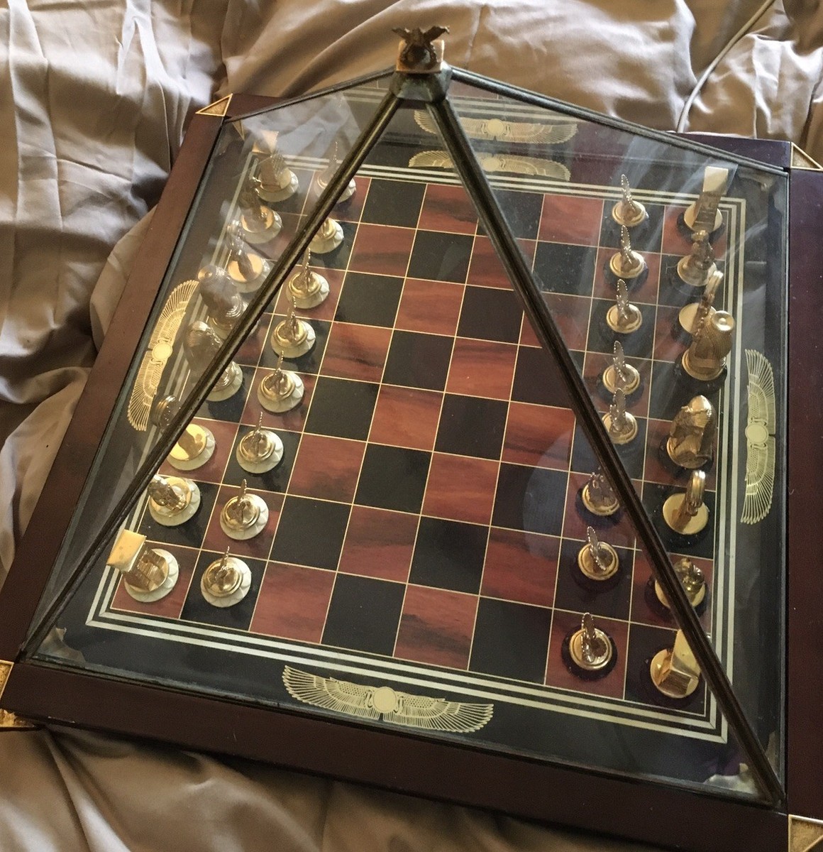 Franklin Mint King Tutankhamun Chess Set 24 Carat Gold-Plated