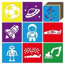 24 PCS Kids Stencils for Painting Sidewalk Chalk Stencils Boys Discovery Them...