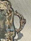 1920s to 1950s Antique Vtg 2 Handle 4 Footed Scallop Rim Silver on Copper Tray — photo 5