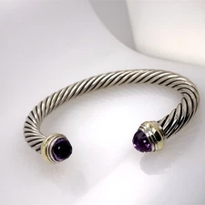 David Yurman Amethyst Sterling Silver 14K YG Cuff Bracelet (DG7166662)