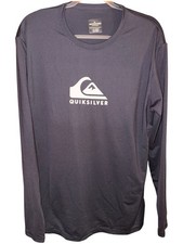 Quiksilver Men's Black Solid Streak Long Sleeve Surf Beach Rash Guard Size L