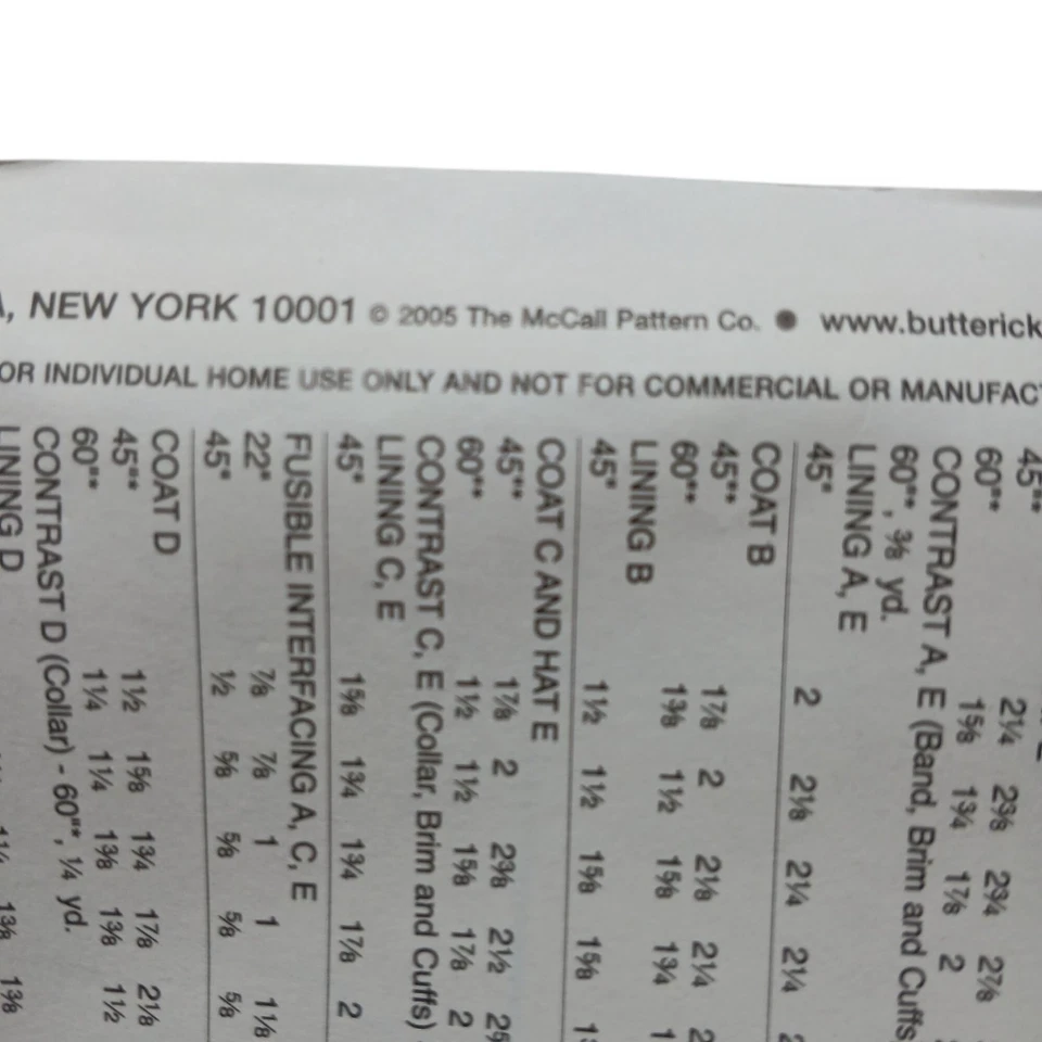 Butterick B4650 Childrens Girls CL 6-7-8 Coat & Hat Sewing Pattern Uncut #D-17 - Image 3 of 4