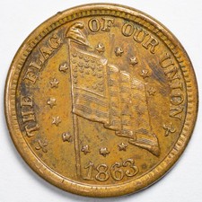 1863 The Flag Of Our Union / Dix Shoot Him On The Spot Civil War Token CWT