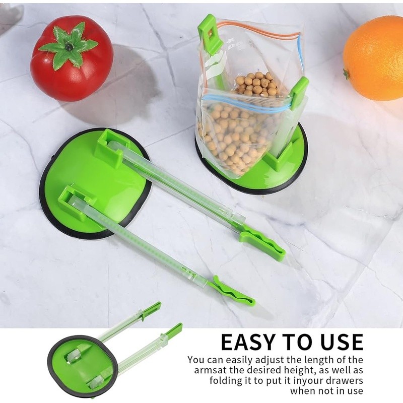 Adjustable Food Bag Holder Stand Meal Prep & Storage Zipper Bags Durable Plastic