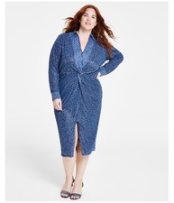 Michael Kors Womens Twist Front Midi Dress