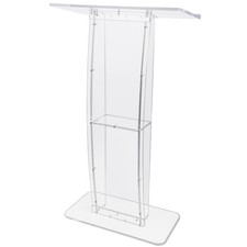 Uimoso Acrylic Podium47"Acrylic Podium Stand Reading Surface Storage Shelf White