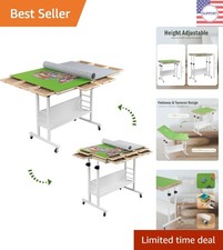 Height Adjustable Puzzle Table for 2000-Piece Jigsaws - Green with Organizers
