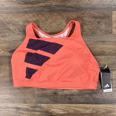 Adidas Big Bars Bik TP Swimwear Sports Bra Top XL Coral Fusion Shadow New