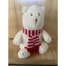 Giggles Scape Target  Holiday Polar Bear Plush Striped Scarf White Stuffed Used