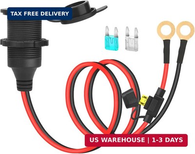 3FT 12V/24V Fixed Thread Cigarette Lighter Socket Extension Cable Automotive Mar