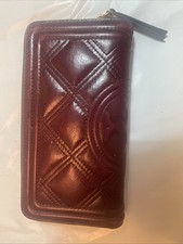 Tory Burch FLEMING SOFT GLAZED ZIP CONTINENTAL WALLET Royal Burgundy