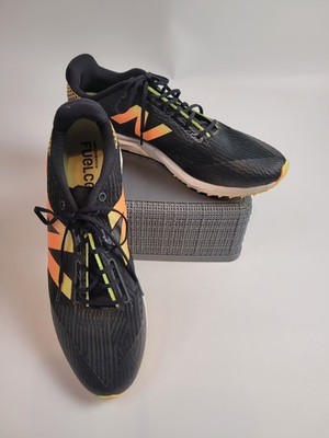NEW BALANC Fuel Cell SPIKED RUNNING SHOES Mens Sz 12 D Black/Lime Glo/Hot Mango