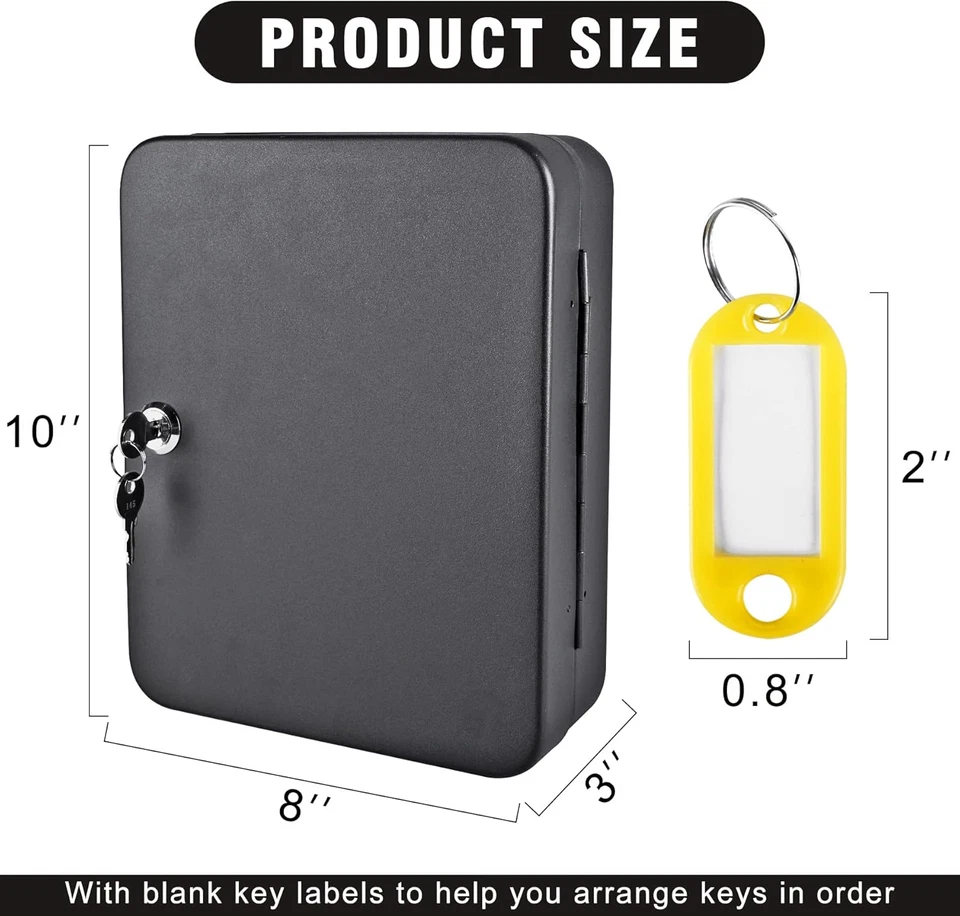 Key Cabinet Wall Mount, 48 Hooks & Tags, Storage Key Lock Box, Steel Security Lo - Image 2 of 4