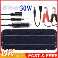 12V 30W Portable Solar Panel Trickle Battery Charger Car Van Boat Caravan Camper