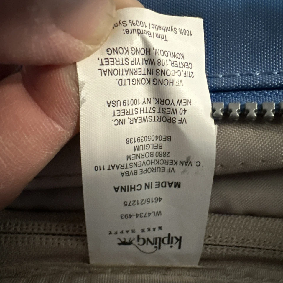 Kipling Rolling Backpack Cloud Blue Jean Nylon Laptop Carry On Wheeled Multi-Zip - Image 4 of 4