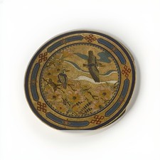 Antiker asiatischer Cloisonne Teller Vögel wohl Japan Durchmesser 18 cm