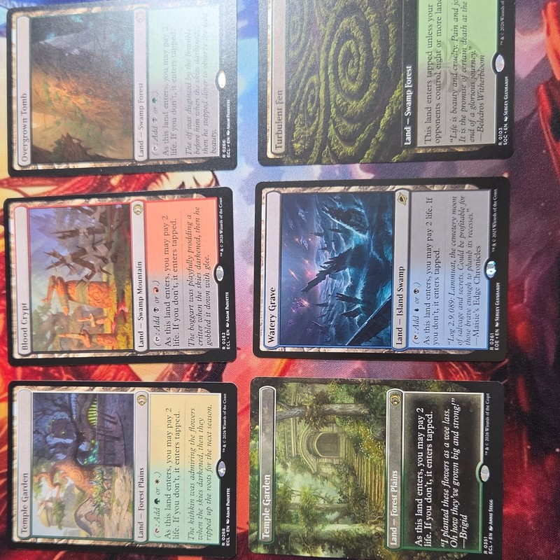 MTG 7 Duel Land Lot Temple Garden/Blood Crypt/Watery Grave/Overgrown Tomb/ 2 Fen