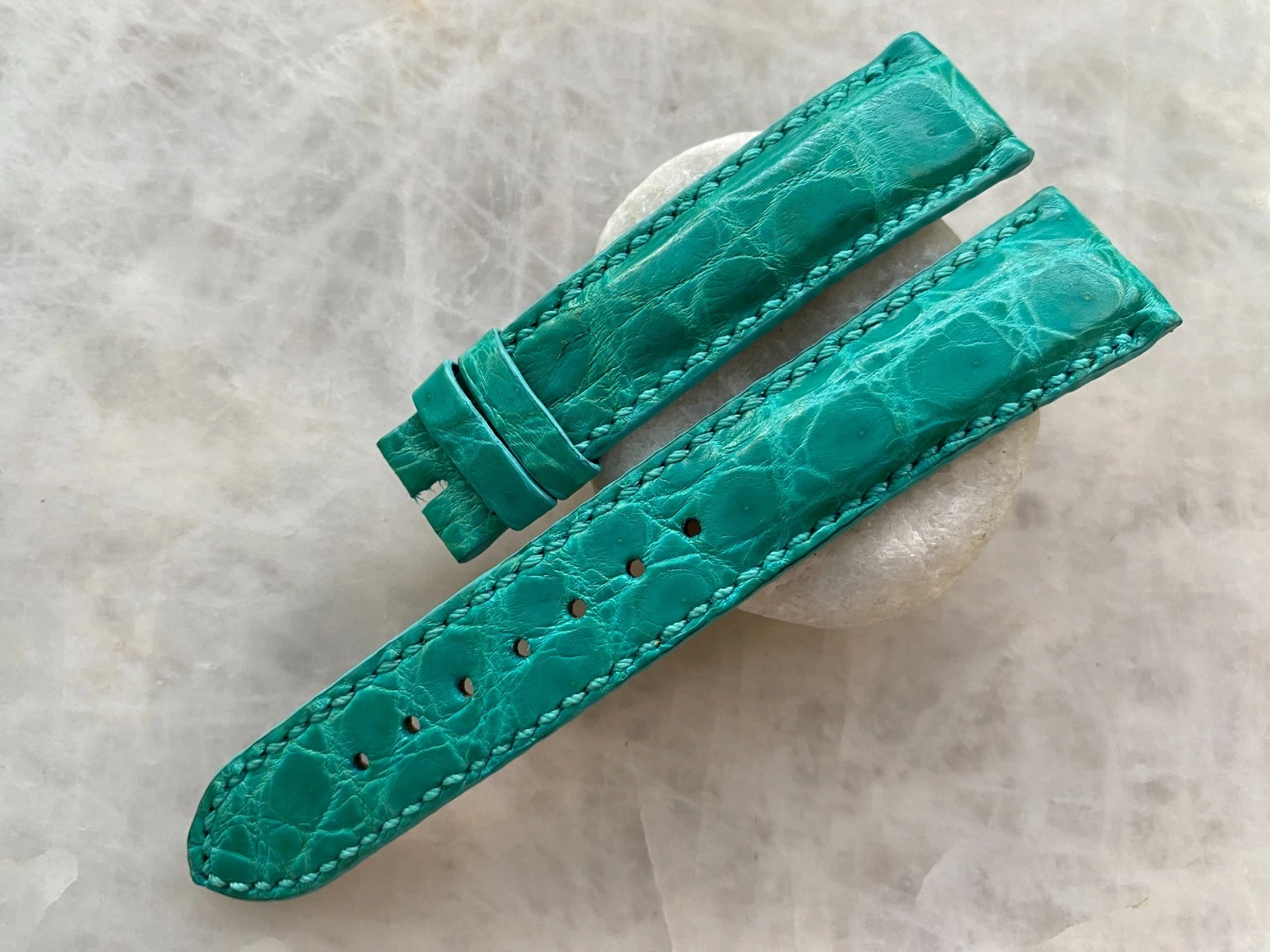 19mm/16mm Green Alligator Crocodile Print Leather Watch Strap Band