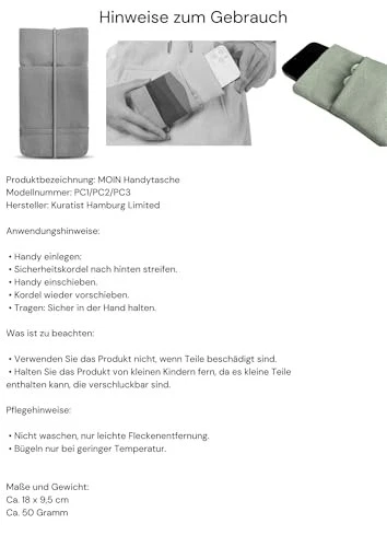 Moin Padded Cotton Phone Sleeve with Rubber Closure - Handmade Case for iPhone - Picture 7 of 8