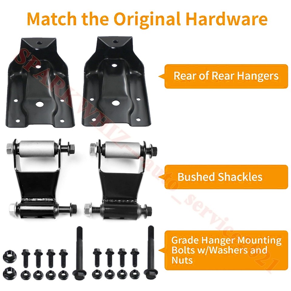 Rear Leaf Spring Hanger Bracket & Shackle Kit For GMC Sierra 1500 HD ...