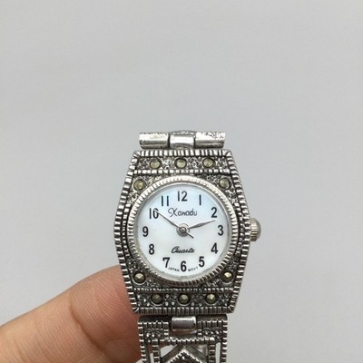 Vintage Xanadu Marcasite Watch Silver Tone Shells Flapper Bracelet New Battery Vintage Xanadu Ladies 19mm Silver Tone Watch Marcasite New  main image 4