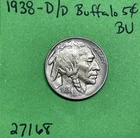 1938 D/D Buffalo 🦬 Indian Head Nickel 5c BU Brilliant Uncirculated D Over D