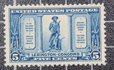 Scott 619 5 Cents Lexington Nice Stamp OG MH SCV $14.00