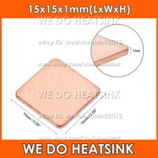 Copper 15x15x1mm Shim Heatsink With or Without Tape For CPU GPU RAM Flat IC Chip
