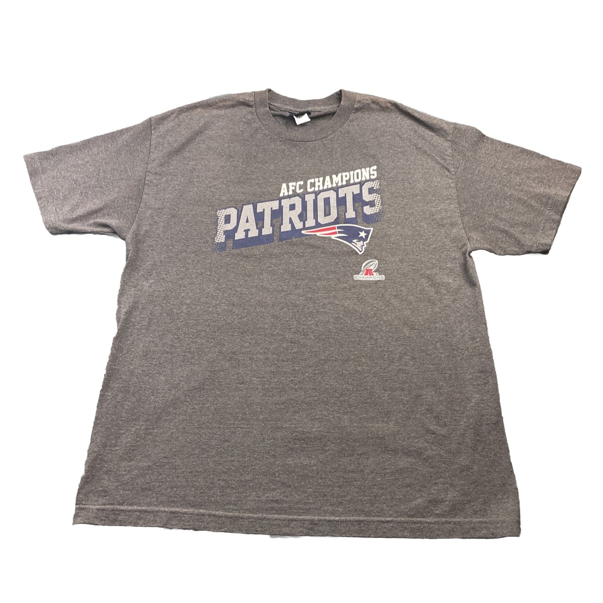NFL New England Patriots AFC Champions Gray T-Shirt Size XL Trophy