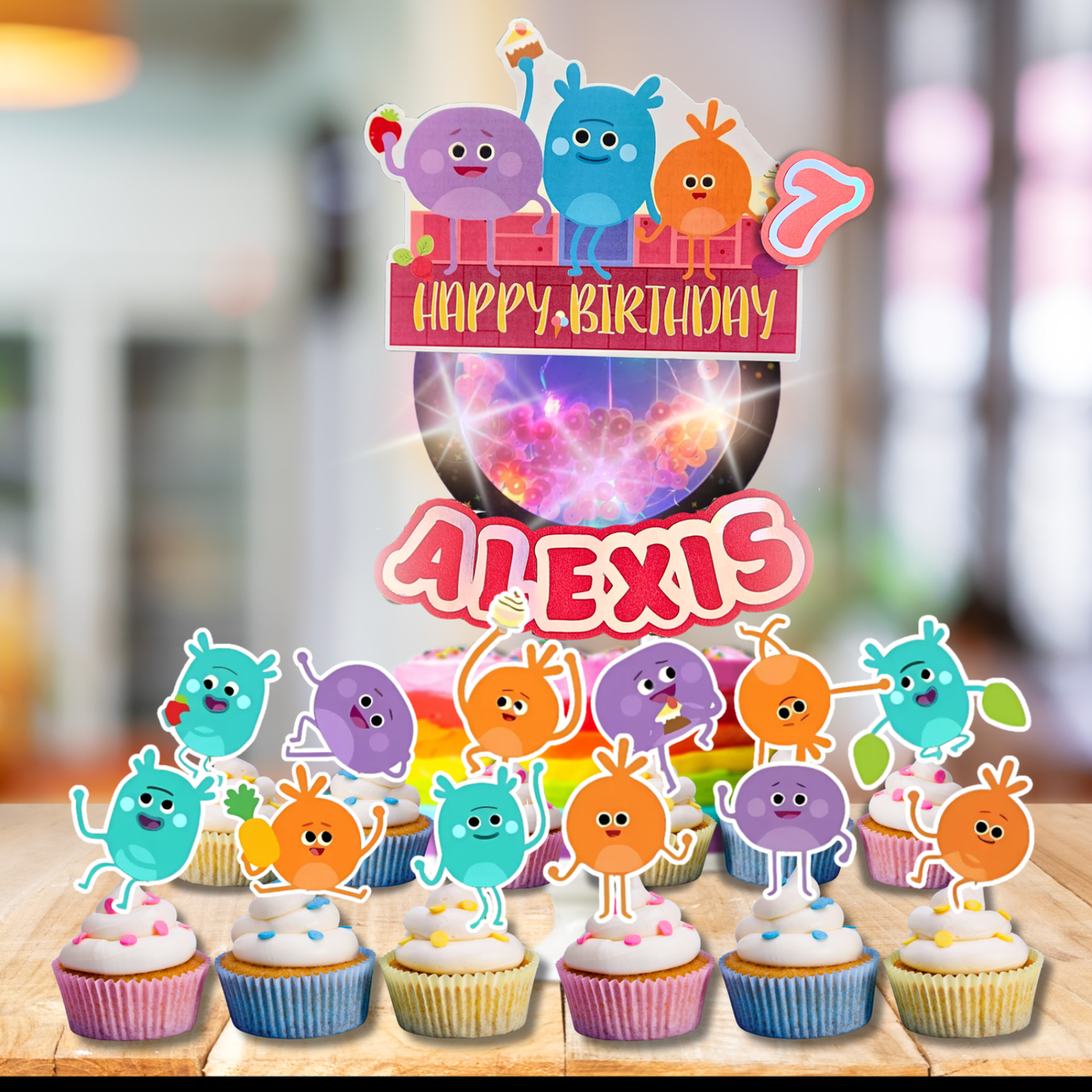 BUMBLE CUPCAKE CAKE TOPPER BIRTHDAY SUPPLIES DECORATION THEME IDEA FAVOR  LIGHT