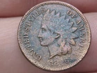 1866 Indian Head Cent Penny- VF/XF Details, Reverse Die Cud