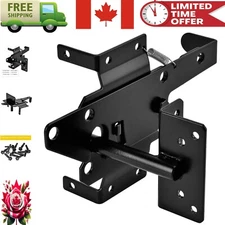 Durable Black Steel Gate Latch with Easy Installation - Ideal for Wood Fences