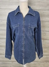 Woolrich Denim Jean Jacket 100% Cotton Size XL Long Sleeve Zipup 