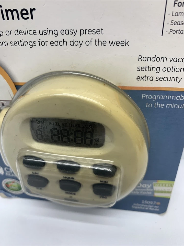 GE Security Plug-In Digital Timer 7 Day Programmable 1 Outlet 15057 - Image 3 of 3