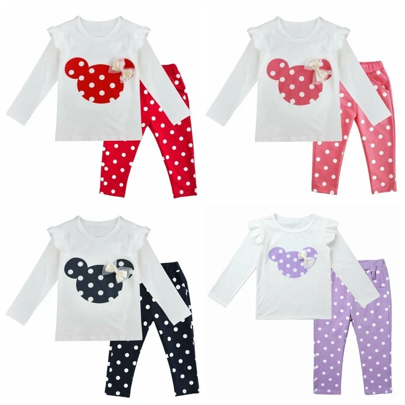 Bébé Fille Ensemble de Pyjama T-shirt Top à Manches Longues et Pantalon à  Pois