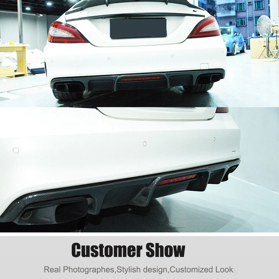 Labio difusor de parachoques trasero de carbono real para Benz W218 CLS550 CLS63 2015-2017 Foto 4 de 4