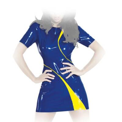 Insistline - Two Tone Datex Short Sleeve Zip Mini Dress in Various Colours