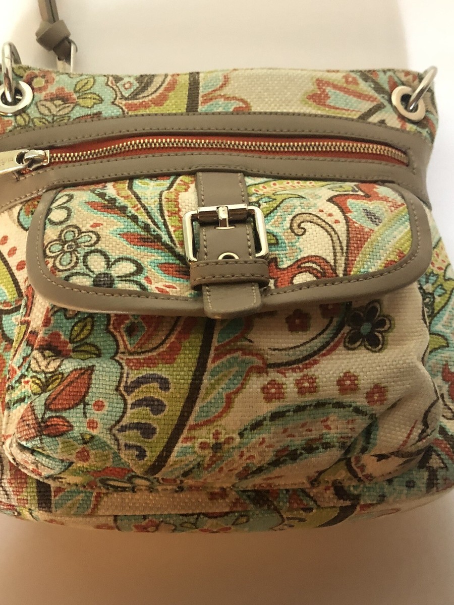 Spartina 449 Daufuskie Floral Linen Leather‎ Drawstring Bag Spartina 449 Purple MultiColor Floral Linen Leather  main image 2
