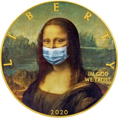 RARE 135 pcs American Silver Eagle MONA LISA FACE MASK COVID VIRUS 2020 Liberty