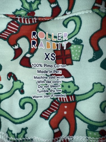NWT Roller Rabbit Holiday Monkey Polo PJ Christmas 2023 Pajama Mas Mint Short XS - Picture 4 of 7