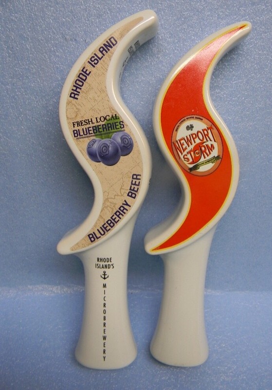 2 RARE OLDER NEWPORT STORM BEER CERAMIC TAP HANDLES KNOB NEWPORT RHODE ISLAND